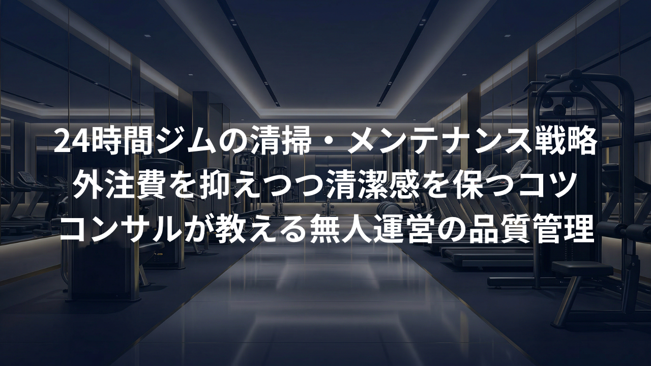 24時間ジムの清掃・メンテナンス。外注費を抑えつつ清潔感を保つコツ
